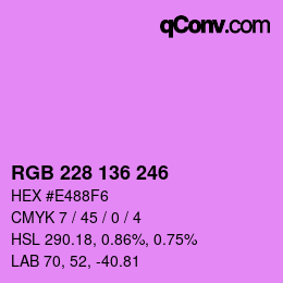 Color code: RGB 228 136 246 | qconv.com