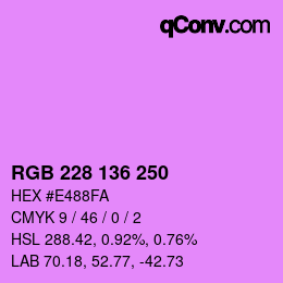 Color code: RGB 228 136 250 | qconv.com