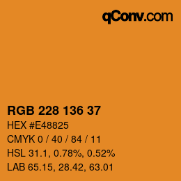 Color code: RGB 228 136 37 | qconv.com