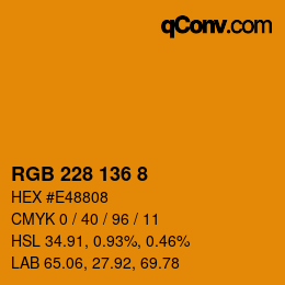 カラーコード: RGB 228 136 8 | qconv.com
