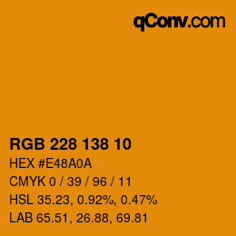 Color code: RGB 228 138 10 | qconv.com