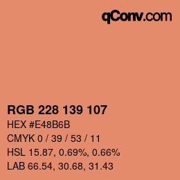 颜色代码: RGB 228 139 107 | qconv.com