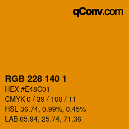 Color code: RGB 228 140 1 | qconv.com