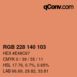 カラーコード: RGB 228 140 103 | qconv.com
