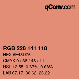 カラーコード: RGB 228 141 118 | qconv.com