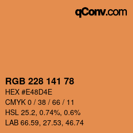 颜色代码: RGB 228 141 78 | qconv.com