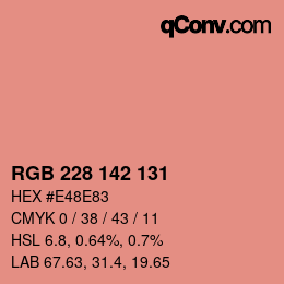 カラーコード: RGB 228 142 131 | qconv.com