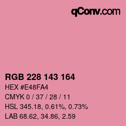 カラーコード: RGB 228 143 164 | qconv.com