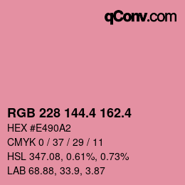 カラーコード: RGB 228 144.4 162.4 | qconv.com