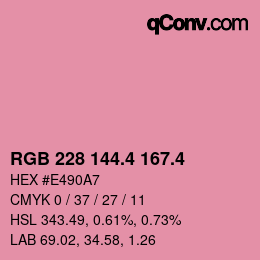 カラーコード: RGB 228 144.4 167.4 | qconv.com