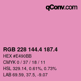 カラーコード: RGB 228 144.4 187.4 | qconv.com