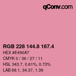 カラーコード: RGB 228 144.8 167.4 | qconv.com