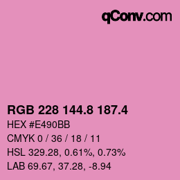 カラーコード: RGB 228 144.8 187.4 | qconv.com