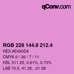 カラーコード: RGB 228 144.8 212.4 | qconv.com