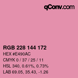 Color code: RGB 228 144 172 | qconv.com