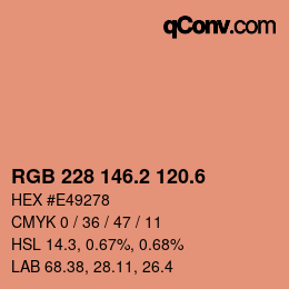 カラーコード: RGB 228 146.2 120.6 | qconv.com