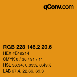 カラーコード: RGB 228 146.2 20.6 | qconv.com