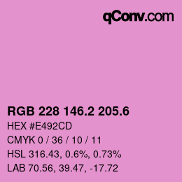 カラーコード: RGB 228 146.2 205.6 | qconv.com