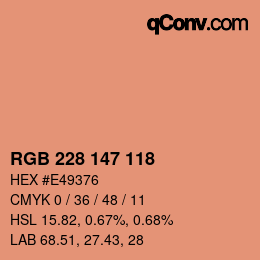 カラーコード: RGB 228 147 118 | qconv.com
