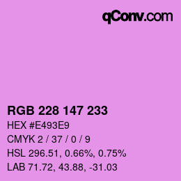 Color code: RGB 228 147 233 | qconv.com