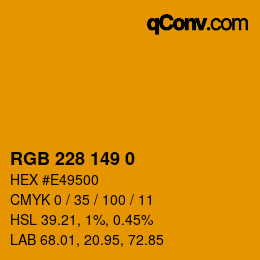 Color code: RGB 228 149 0 | qconv.com