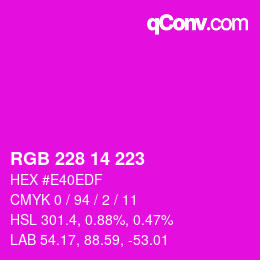 カラーコード: RGB 228 14 223 | qconv.com