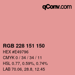 Color code: RGB 228 151 150 | qconv.com