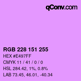 カラーコード: RGB 228 151 255 | qconv.com