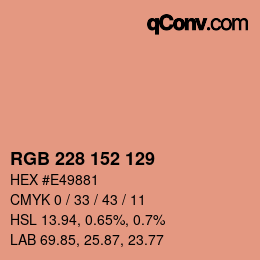 カラーコード: RGB 228 152 129 | qconv.com