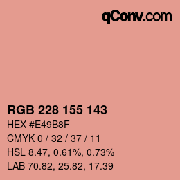 カラーコード: RGB 228 155 143 | qconv.com