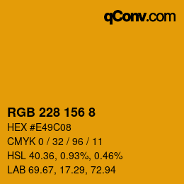 カラーコード: RGB 228 156 8 | qconv.com