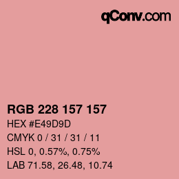 颜色代码: RGB 228 157 157 | qconv.com