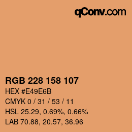 カラーコード: RGB 228 158 107 | qconv.com