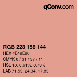 颜色代码: RGB 228 158 144 | qconv.com
