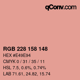 カラーコード: RGB 228 158 148 | qconv.com