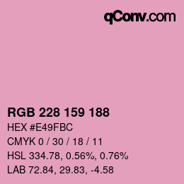 Color code: RGB 228 159 188 | qconv.com