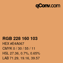 Color code: RGB 228 160 103 | qconv.com