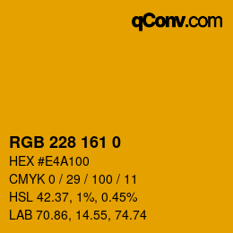 Color code: RGB 228 161 0 | qconv.com