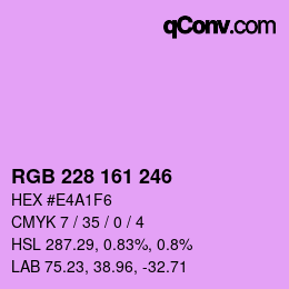 Color code: RGB 228 161 246 | qconv.com