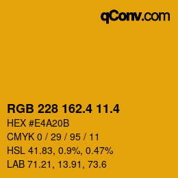 カラーコード: RGB 228 162.4 11.4 | qconv.com