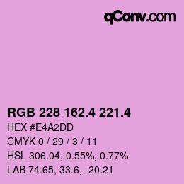 カラーコード: RGB 228 162.4 221.4 | qconv.com