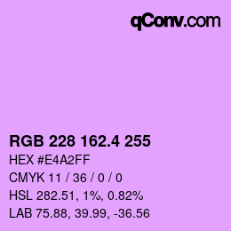 カラーコード: RGB 228 162.4 255 | qconv.com