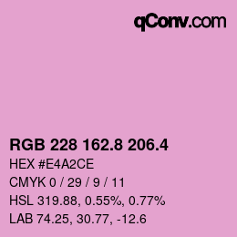 カラーコード: RGB 228 162.8 206.4 | qconv.com