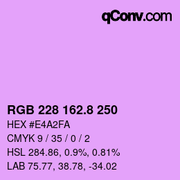カラーコード: RGB 228 162.8 250 | qconv.com