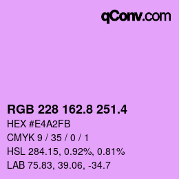 カラーコード: RGB 228 162.8 251.4 | qconv.com