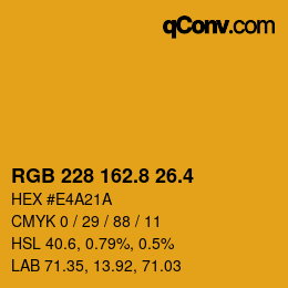 カラーコード: RGB 228 162.8 26.4 | qconv.com