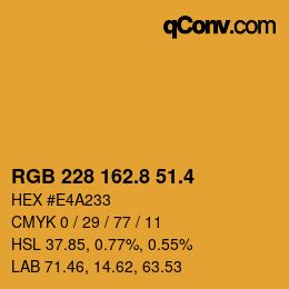 カラーコード: RGB 228 162.8 51.4 | qconv.com