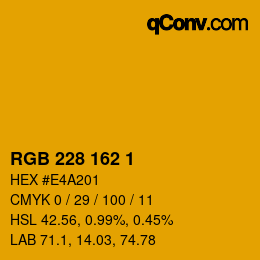 Color code: RGB 228 162 1 | qconv.com