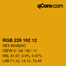 カラーコード: RGB 228 162 12 | qconv.com