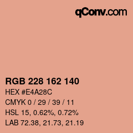 Color code: RGB 228 162 140 | qconv.com